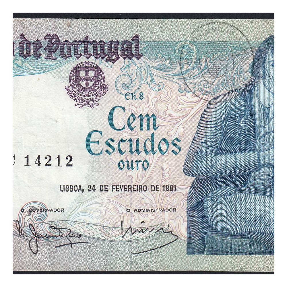 100 Escudos 1981 Bocage 24/02/1981, 100$00 Cem Escudos 24/02/1981 Chapa:8 Banco de Portugal, (C), Pick 178b
