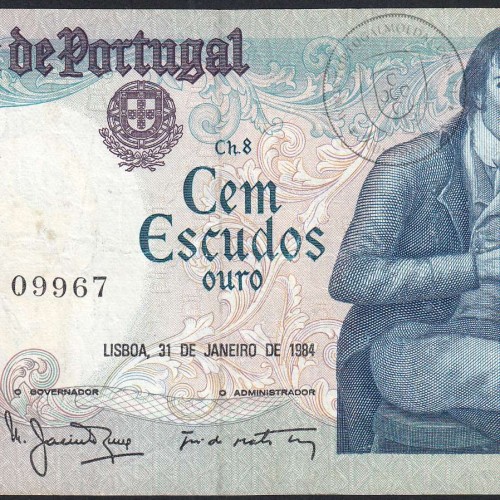 100 Escudos 1984 Bocage 31/01/1984, 100$00 Cem Escudos 31/01/1984 Chapa:8 Banco de Portugal, (C), Pick 178c
