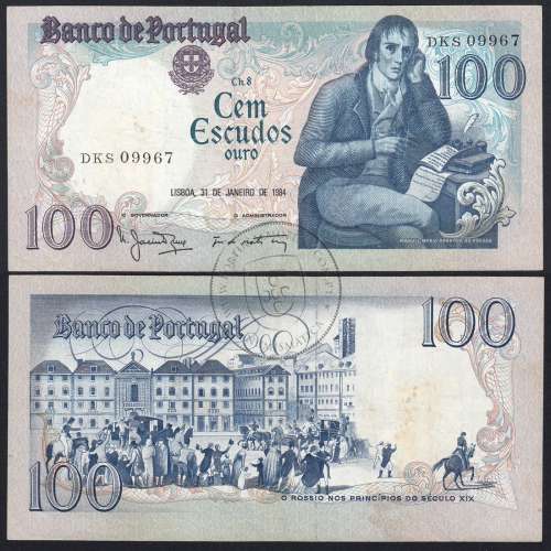 100 Escudos 1984 Bocage 31/01/1984, 100$00 Cem Escudos 31/01/1984 Chapa:8 Banco de Portugal, (C), Pick 178c