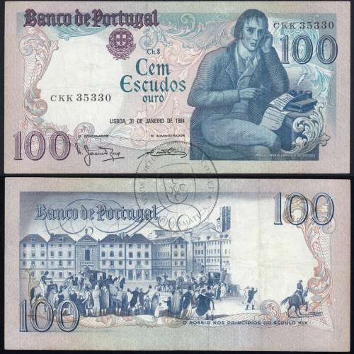 100 Escudos 1984 Bocage 31/01/1984, 100$00 Cem Escudos 31/01/1984 Chapa:8 Banco de Portugal, (C), Pick 178c