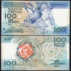 100 Escudos 1986 Fernando Pessoa 16/10/1986, 100$00 Cem Escudos 16/10/1986 Chapa:9 Banco de Portugal, (QNC), Pick 179a
