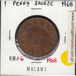 Malawi 1 Penny 1968 Bronze, (MBC), World Coins Malawi KM 6