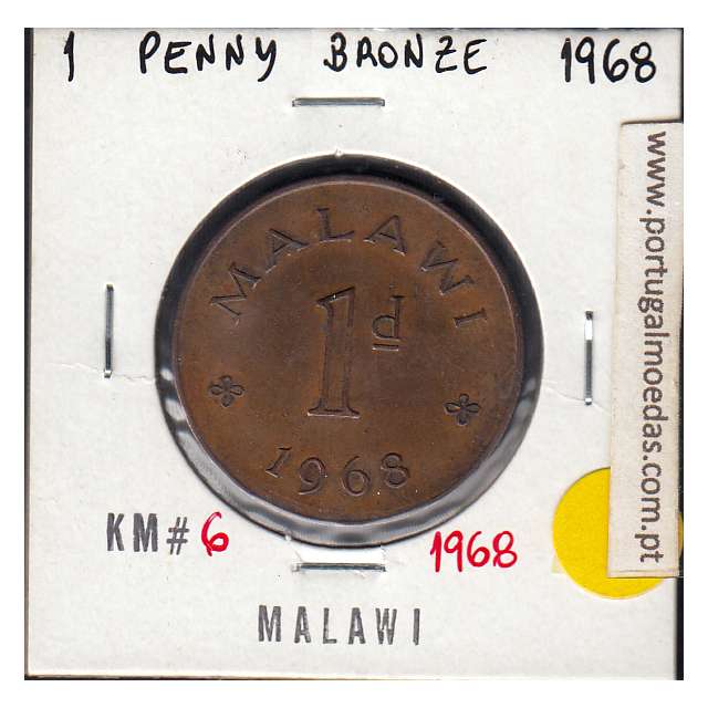 Malawi 1 Penny 1968 Bronze, (VF), World Coins Malawi KM 6
