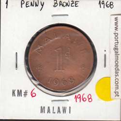 Malawi 1 Penny 1968 Bronze, (VF), World Coins Malawi KM 6