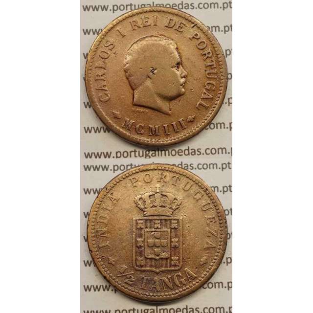 1/2 TANGA COBRE MCMIII - 1903 "INDIA" (BC+) D. CARLOS I