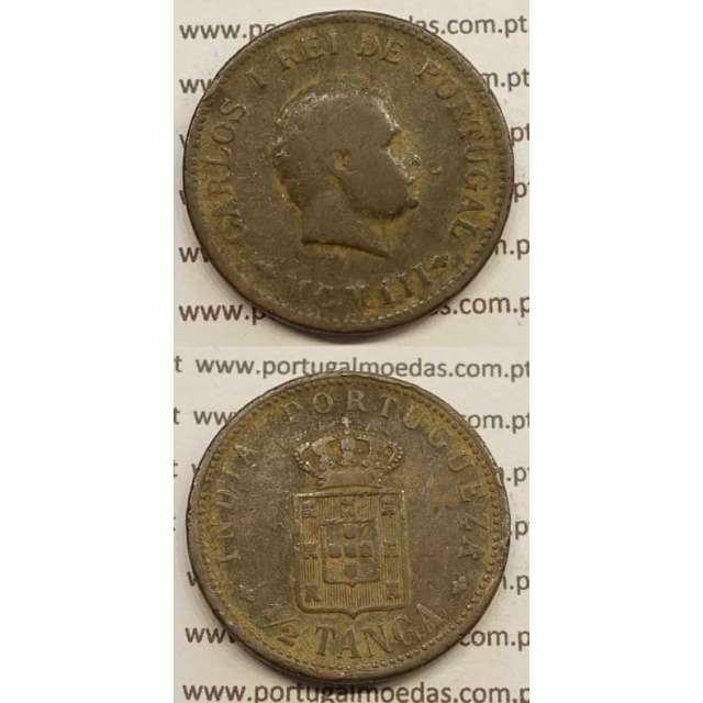 1/2 TANGA COBRE MCMIII - 1903 "INDIA" (BC+) D. CARLOS I