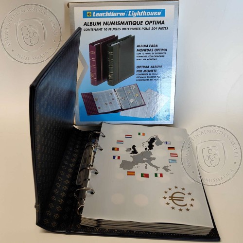 Collection with series of the first Euro coins from the first 12 Adhering Countries of the Euro zone, (UNC), in sheets and album