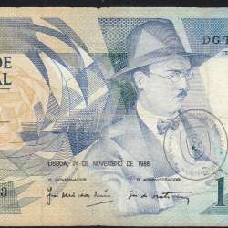 100 Escudos 1988 Fernando Pessoa 24/11/1988, 100$00 Cem Escudos 24/11/1988 Chapa:9 Banco de Portugal, (C), Pick 179f