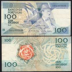 100 Escudos 1988 Fernando Pessoa 24/11/1988, 100$00 Cem Escudos 24/11/1988 Chapa:9 Banco de Portugal, (C), Pick 179f