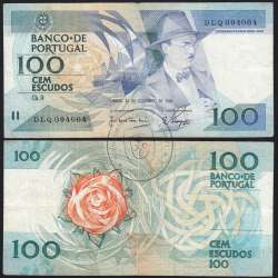 100 Escudos 1988 Fernando Pessoa 24/11/1988, 100$00 Cem Escudos 24/11/1988 Chapa:9 Banco de Portugal, (C), Pick 179f