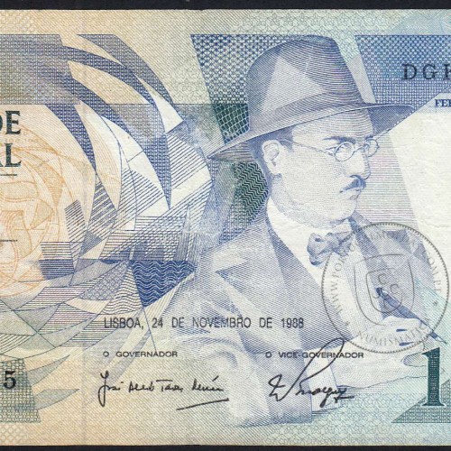 100 Escudos Fernando Pessoa 24.11.1988, One Hundred Escudos 24 November 1988 Plate 9 - Bank of Portugal, (C), Pick 179f