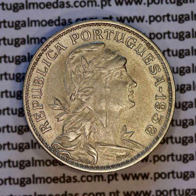 50 Centavos 1938 Alpaca, Republica Portuguesa, (MBC+/ Bela-),  World Coins Portugal  KM 577