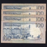 Lote 4 assinaturas 100 Escudos Bocage 31/01/1984, 100$00 Cem Escudos 31/01/1984 Chapa:8 Banco de Portugal, (MC), Pick 178c