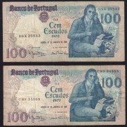 Lote 4 assinaturas 100 Escudos Bocage 31/01/1984, 100$00 Cem Escudos 31/01/1984 Chapa:8 Banco de Portugal, (MC), Pick 178c