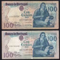 Lote 4 assinaturas 100 Escudos Bocage 31/01/1984, 100$00 Cem Escudos 31/01/1984 Chapa:8 Banco de Portugal, (MC), Pick 178c