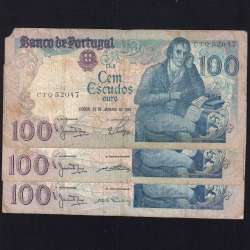 Lote 3 assinaturas 100 Escudos Bocage 31/01/1984, 100$00 Cem Escudos 31/01/1984 Chapa:8 Banco de Portugal, (MC), Pick 178c