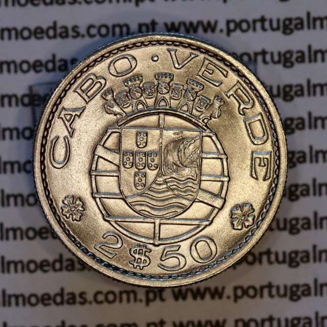 Cape Verde, Copper-Nickel coin of 2 1/2 Escudos 1967, 2$50 1967 Copper-Nickel, (UNC), World Coins Cape Verde KM 9.