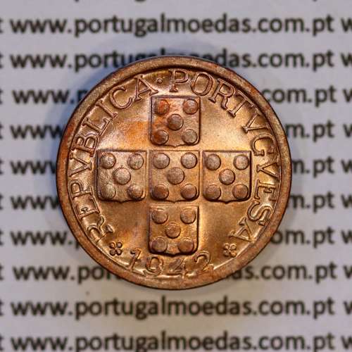 Portugal, bronze coin of 10 centavos 1942 Portuguese Republic, X centavos 1942 Bronze (UNC), World Coins Portugal KM 583