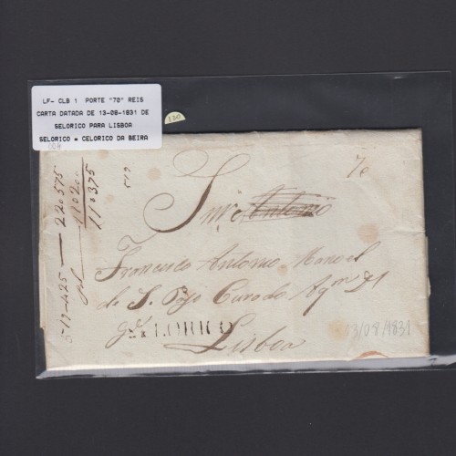 Carta Pré-Filatélica circulada de Celorico "SELORICO" para Lisboa datada de 13-08-1831