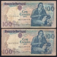 Lot 4 signatures 100 Escudos Bocage 01/31/1984, 100$00 One Hundred Escudos 01/31/1984 Plate:8 Banco de Portugal, (MC), Pick 178c