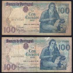 Lote 4 assinaturas 100 Escudos Bocage 31/01/1984, 100$00 Cem Escudos 31/01/1984 Chapa:8 Banco de Portugal, (MC), Pick 178c