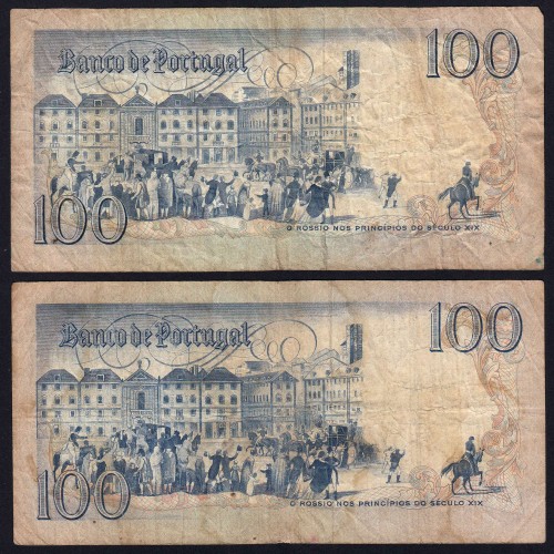 Lot 4 signatures 100 Escudos Bocage 01/31/1984, 100$00 One Hundred Escudos 01/31/1984 Plate:8 Banco de Portugal, (MC), Pick 178c