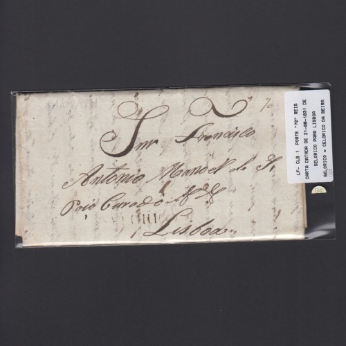 Carta Pré-Filatélica circulada de Celorico "SELORICO" para Lisboa datada de 21-08-1831