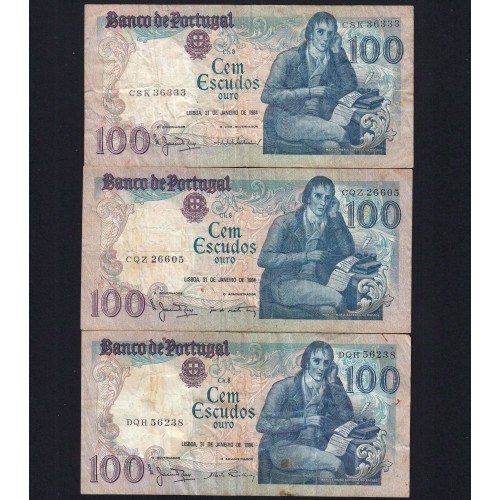 Lot 7 signatures 100 Escudos Bocage 01/31/1984, 100$00 One Hundred Escudos 01/31/1984 Plate:8 Banco de Portugal, (MC), Pick 178c