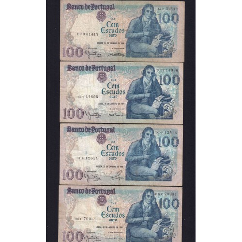 Lote 7 assinaturas 100 Escudos Bocage 31/01/1984, 100$00 Cem Escudos 31/01/1984 Chapa:8 Banco de Portugal, (MC), Pick 178c
