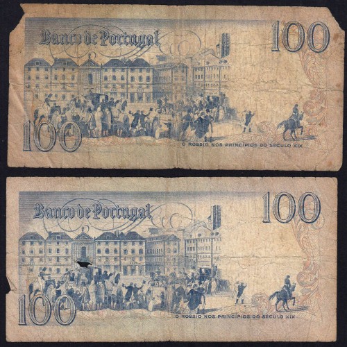 Lot 2 signatures 100 Escudos Bocage 01/31/1984, 100$00 One Hundred Escudos 01/31/1984 Plate:8 Banco de Portugal, (MC), Pick 178c