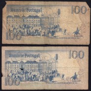 Lot 2 signatures 100 Escudos Bocage 01/31/1984, 100$00 One Hundred Escudos 01/31/1984 Plate:8 Banco de Portugal, (MC), Pick 178c