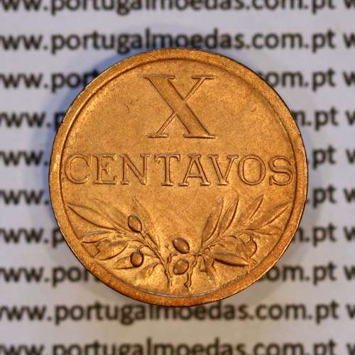 Portugal, bronze coin of 10 centavos 1942 Portuguese Republic, X centavos 1942 Bronze (XF/AU), World Coins Portugal KM 583