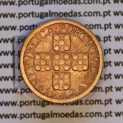 Portugal, bronze coin of 10 centavos 1942 Portuguese Republic, X centavos 1942 Bronze (VF+/XF), World Coins Portugal KM 583
