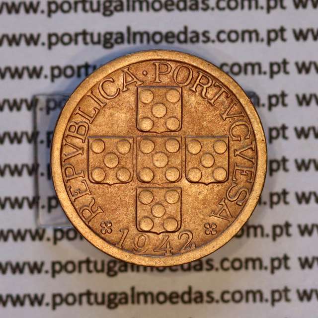 Portugal, bronze coin of 10 centavos 1942 Portuguese Republic, X centavos 1942 Bronze (VF+/XF), World Coins Portugal KM 583