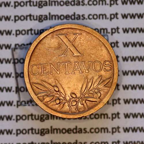 Portugal, bronze coin of 10 centavos 1942 Portuguese Republic, X centavos 1942 Bronze (VF+/XF), World Coins Portugal KM 583