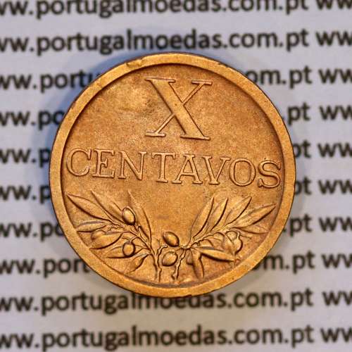 Portugal, bronze coin of 10 centavos 1942 Portuguese Republic, X centavos 1942 Bronze (VF+/XF), World Coins Portugal KM 583