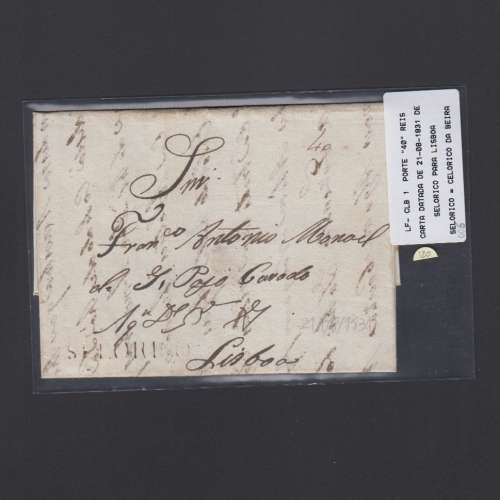 Carta Pré-Filatélica circulada de Celorico "SELORICO" para Lisboa datada de 21-08-1831