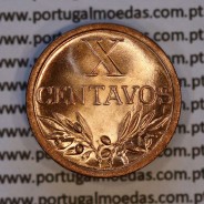 X centavos 1943 Bronze Republica Portuguesa, 10 centavos 1943 bronze, (Soberba), World Coins Portugal KM 583