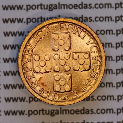X centavos 1943 Bronze Republica Portuguesa, 10 centavos 1943 bronze, (Soberba), World Coins Portugal KM 583