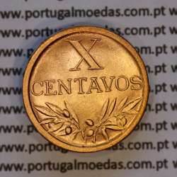 Portugal, bronze coin of 10 centavos 1943 Portuguese Republic, X centavos 1943 Bronze (UNC), World Coins Portugal KM 583