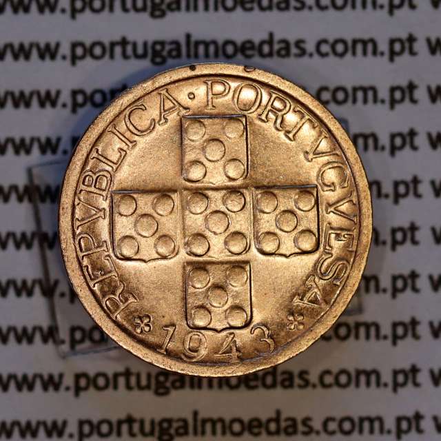 Portugal, bronze coin of 10 centavos 1943 Portuguese Republic, X centavos 1943 Bronze (XF/AU), World Coins Portugal KM 583