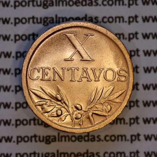 Portugal, bronze coin of 10 centavos 1943 Portuguese Republic, X centavos 1943 Bronze (XF/AU), World Coins Portugal KM 583