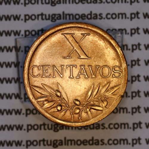 Portugal, bronze coin of 10 centavos 1943 Portuguese Republic, X centavos 1943 Bronze (XF/AU), World Coins Portugal KM 583