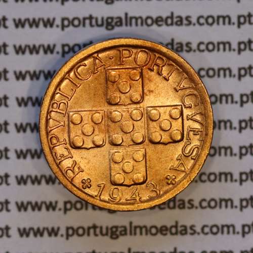 Portugal, bronze coin of 10 centavos 1943 Portuguese Republic, X centavos 1943 Bronze (XF/AU), World Coins Portugal KM 583