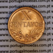 X centavos 1943 Bronze Republica Portuguesa, 10 centavos 1943 bronze, (Bela), World Coins Portugal KM 583