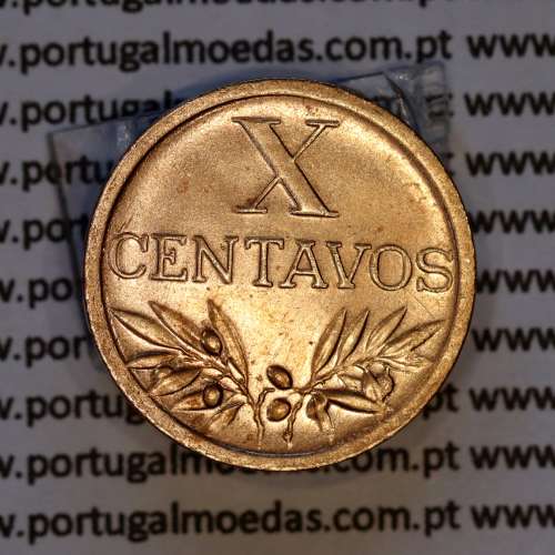 Portugal, bronze coin of 10 centavos 1943 Portuguese Republic, X centavos 1943 Bronze (XF/AU), World Coins Portugal KM 583