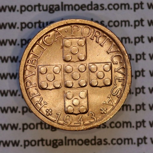 X centavos 1943 Bronze Republica Portuguesa, 10 centavos 1943 bronze, (Bela), World Coins Portugal KM 583