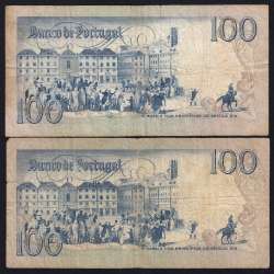 Lote 2 assinaturas 100 Escudos Bocage 12/03/1985, 100$00 Cem Escudos 12/03/1985 Chapa:8 Banco de Portugal, (MC), Pick 178d