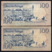 Lote 2 assinaturas 100 Escudos Bocage 12/03/1985, 100$00 Cem Escudos 12/03/1985 Chapa:8 Banco de Portugal, (MC), Pick 178d