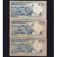 Lot 3 signatures 100 Escudos Bocage 03/12/1985, 100$00 One Hundred Escudos 03/12/1985 Plate:8 Banco de Portugal, (MC), Pick 178d